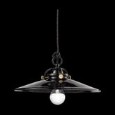 Vidéki stílusú, mázas fémből és mázas kerámiából készült, textilburkolatú vezetékkel kialakított, kézműves függeszték lámpa .